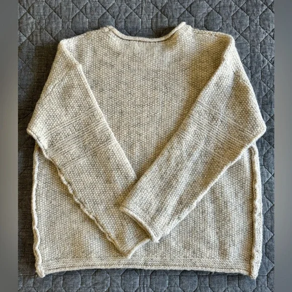 NWOT POL Heather cream raw seam roll neck sequin sweater - size S (fits up to L) - Picture 2 of 8